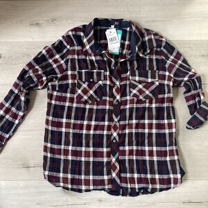 Kut from the kloth boylen flap pocket button‎ down shirt Black XL Stitch Fix nwt